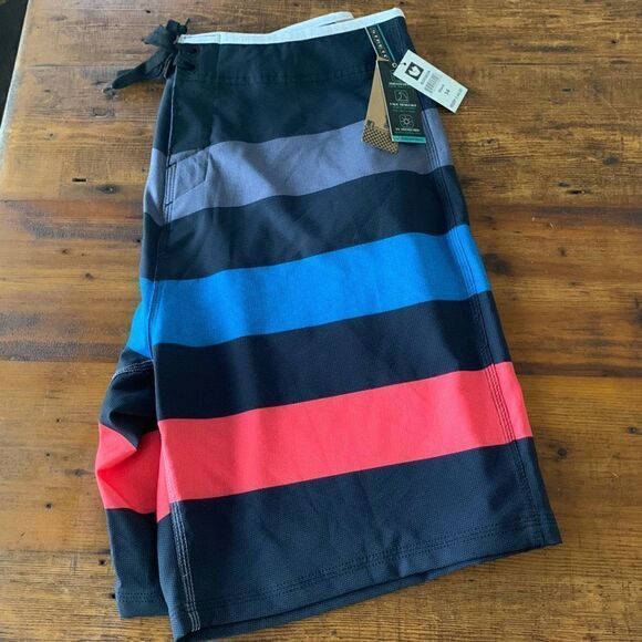 Burnside NWT Y2K Multicolor Striped Board Shorts Sz 34 - Picture 3 of 5